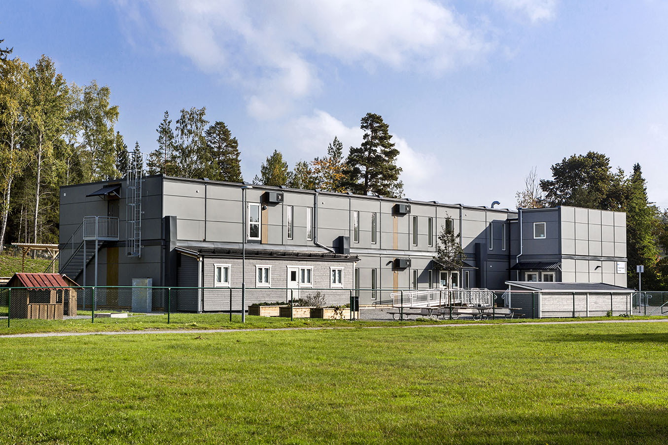 Expandia moduler fasad Oxelgrenshagens förskola i södertälje